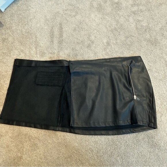 Dex black faux leather biker moto punk rock mini skirt Sz M - Picture 5 of 14